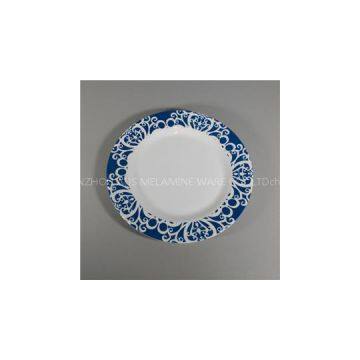 Blue And White Color Tableware Round Melamine Shallow Dinner Plate