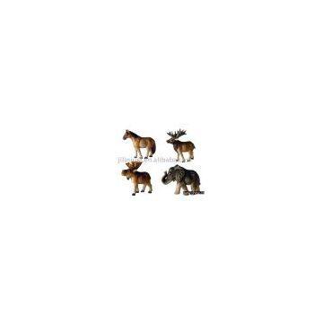 Wood-carved standing animal in rustic finishing