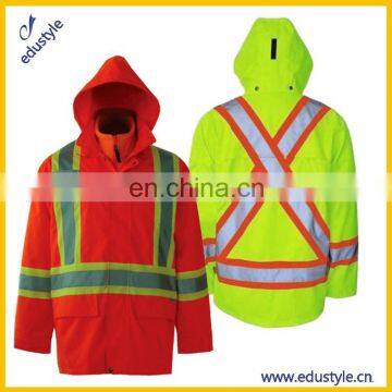 Zipper Reflective Hi-Visibility Safety Workwear With Detachable Hoody