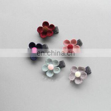 Vintage Mini Flower Hair Clips Pom Pom Hair Clippie Flower Girl Barrettes Pastel Baby Hair Clips