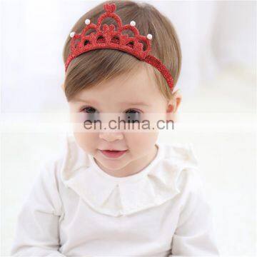 High quality fabric crown baby headband cute glitter crown headband for children