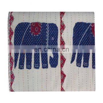 Elephant Design Bed-Cover Wholesale Handmade Kantha Quilts