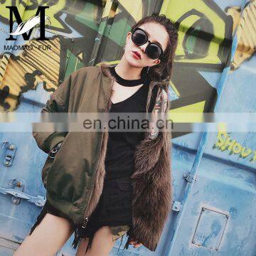 Women's European American Warm Winter Bomber Coat Fox Fur Double-faced Coat