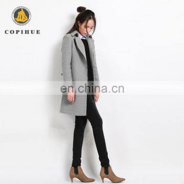 Top Quality Long Grey Ladies Cashmere Fancy Overcoat