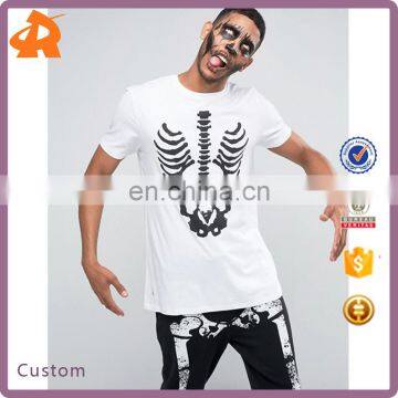 Fashion Custom Tshirt men Longline With Skeleton Rib Cage / OEM T-shirt