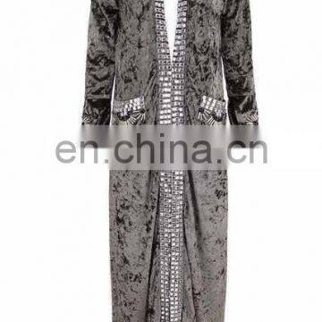 Wholesale Opening Closure Luxury Studded Trench Duster Velet Maxi Coat for Women Fall/Winter photo-2