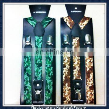 Yiwu fashion hot sale unisex custom printing suspenders braces suspenders men's elastic suspenders