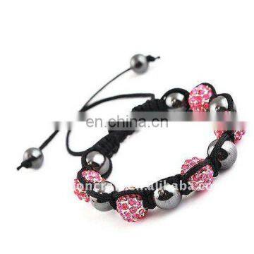 Alloy & crystal ball pink shambala bracelets