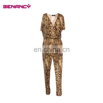 Polyester Spandex Tribal Snake Print Jumpsuit For Women Summer Wearing