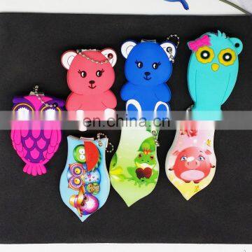 custom Promotional gift cartoon logo PVC nail clipper/silicone nail clipper