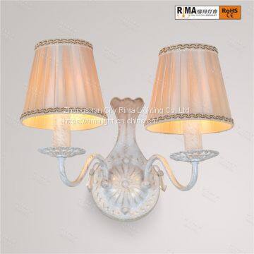 New Designs Indoor Crystal Antique Wall Lamp, Decorative Bedside Fabric Shade Lamp photo-4