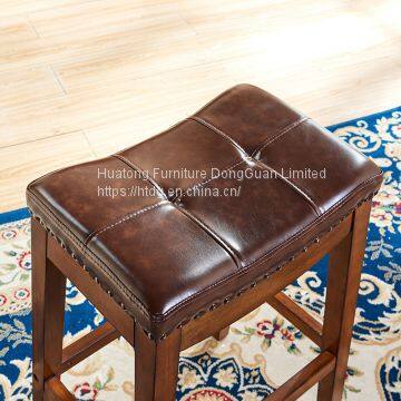 IVSY 7066 Simple Antique Bar Stool Hotel Furniture Home Bar Chair Restaurant Solid Wood Stool 21.5