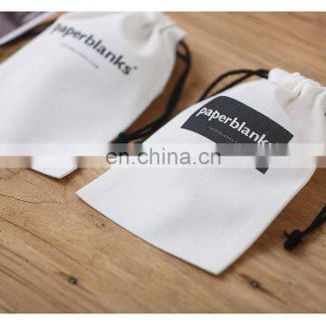 LOGO printed Custom white bag cotton canvas drawstring pouches gift packaging cosmetic bag jewelry packaging bag