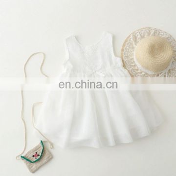 Wholesale Kid Clothing Child Puffy Sleeveless White Girl Party Dress