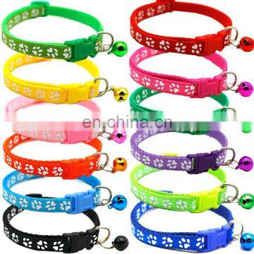 Wholesale Classic Custom Print Paw Adjustable Nylon Dog Collar With Bell photo-6