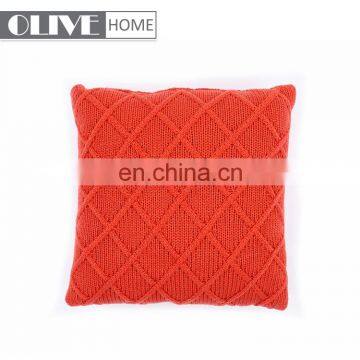 Fashion Soft Jacquard Diamond Geometric Pattern Knitted Cushion Cover for Sofa photo-2