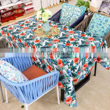 2019 Amazon Top Seller New Model Colorful Flower Digital Printing Linen Cotton Casino Tablecloth Table Cloth photo-2