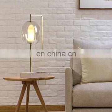 Wholesale Modern Amber Clear Glass Gold Metal Table Lamp For Hotel photo-5