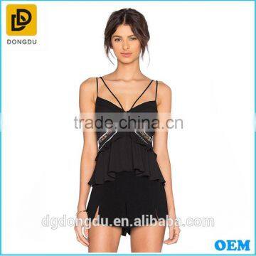 2016 soft black 100%cotton customzied laides pattern womens tank top