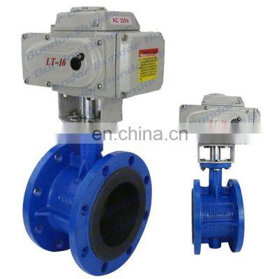 Bundor 2 Inch-44 Inch Electric Wafer Double Flange Ends Butterfly Valve Electric Valve