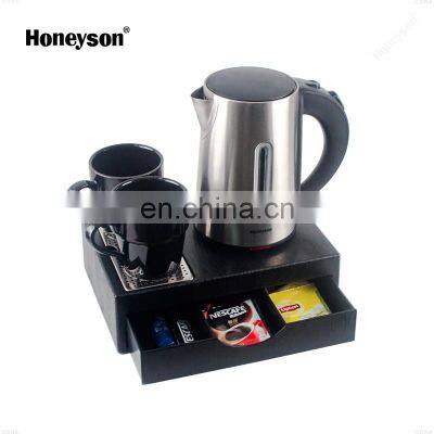 High quality SS304 hotel Electric Tea Kettle Tray Set with drawer tray