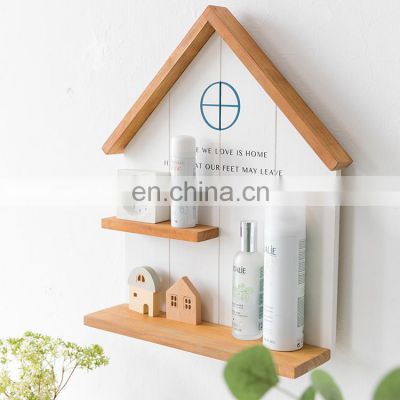 Natural   wooden house shaped House Shaped Wall Decor Shelf