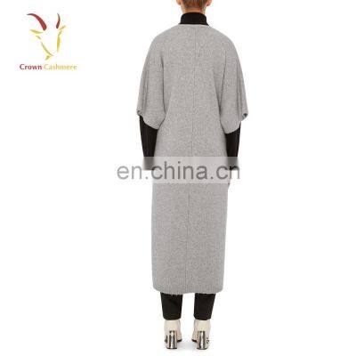 Светло-серый длинный женский свитер-платье из хлопка и cashmere photo-2