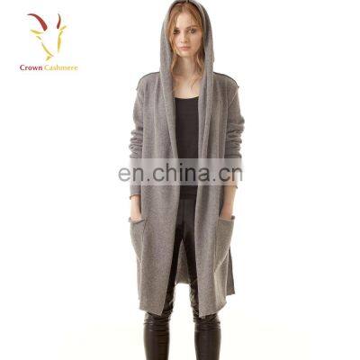Женский длинный свитер из шерстяного касmere, модный кардиган с капюшоном photo-2
