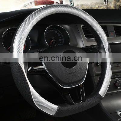 Autoaby Classic Carbon Fiber Pattern Car Steering Wheel Cover Four Seasons Universal 3D Lattice Non-slip Pattern photo-3