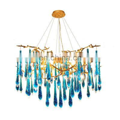 Modern Hanging Lighting Luxury Circle Rings Pendant Light Ceiling Gold LED Crystal chandelier luxury Copper Metal lighting