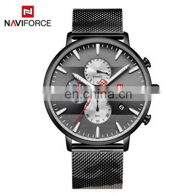 NAVIFORCE NF9169 Men Wrist Watch Movement High Quality Luminous Steel Band Mens Wrist Watch Calendar