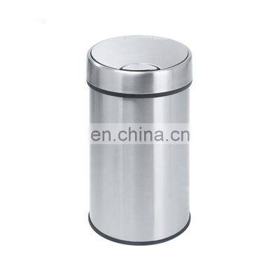 PUSH Round Shape Touch trash bin ODM Stainless Steel  Big Trash Can Garbage Bin waste bin