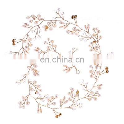 Bridal Hair Jewelry Crown Headpiece Pearl Crystal Leaf Bride Tiaras Wedding Vine Hair Accessories headdress Headbands Headdress