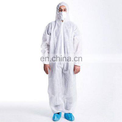 Cheap disposable polypropylene chemical suit hooded coverall for industry and clean room