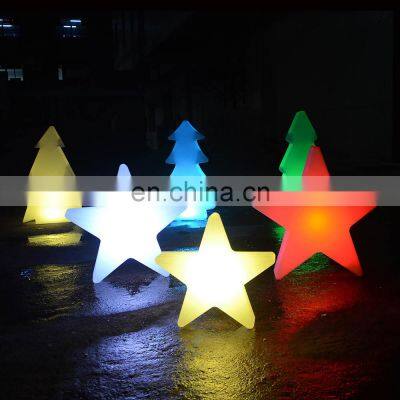 multicolor led Christmas tree light /Holiday outdoor led Christmas lights decoration PE plastic led tree star snow lighting lamp