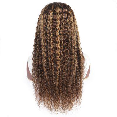 Highlight Wig Human Hair 13X4 Kinly Curly Frontal Wig P4/27 Honey Blonde Highlighted Lace Frontal Wigs For Women photo-3