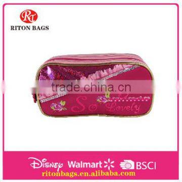 Flower Girl Pencil Case With 2 Layer Zippers