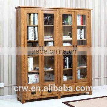 Y-1491 New style customized cabinet wooden bookcase with glass doors