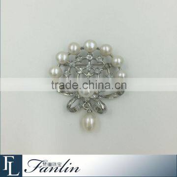 Cheap fashion rhinestone freshwater pearl brooch jewelry