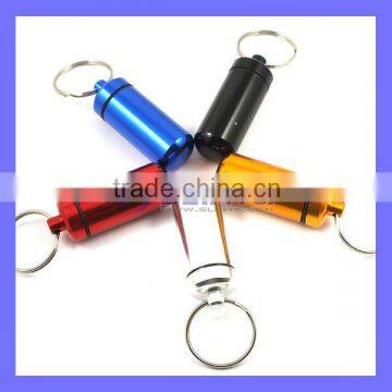 Portable Emergency Capsule Bottle With Rubber Waterproof Keychain