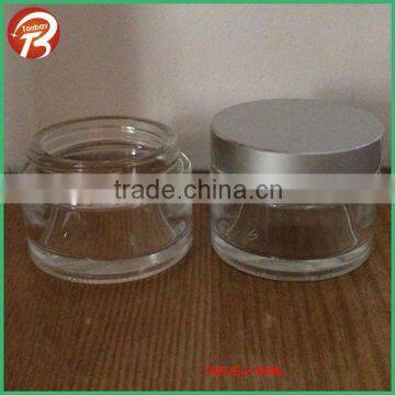 50g round glass cream jar with silver aluminum cap TBRJS-2