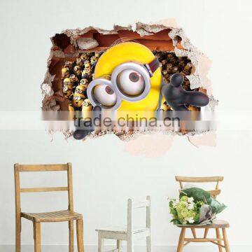 3 d cartoon yellow wall stick/children room decoration stickers can be removed/waterproof stickers