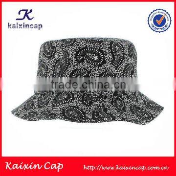 customize wide brim paisley flat top bucket hat