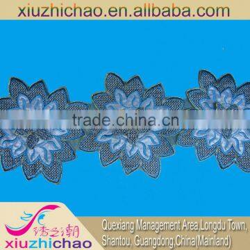 large organza lace embroidery flower applique for decotation