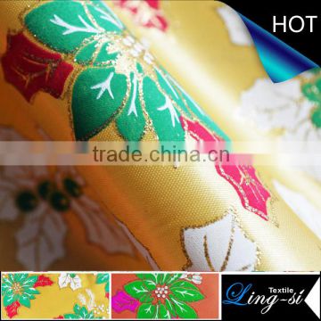 Poly Satin Christmas Printed Fabric Design 225