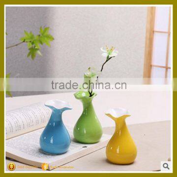 Chinese ceramic vase wholesale flower shape with bright and colored glazed for furnishing