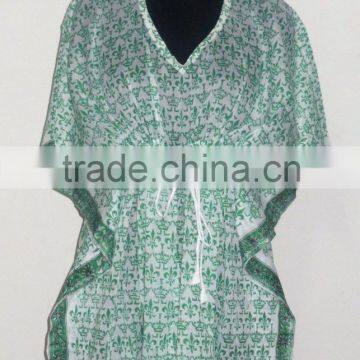 Indian Designer Handmade Kaftan Cotton Hand Block Printed Poncho Maxi Night Dress Beach Wear Caftan