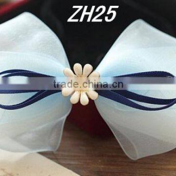 Summer Blue Chiffon Ribbon Fashion Hair Bow Designs Accessories photo-4