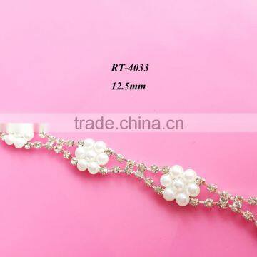 High Quality Rhinestone Beaded Trim, Pearl Cup Chain Work Design For Dresses (RT-4033)