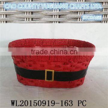 Red color paper food woven storage basket